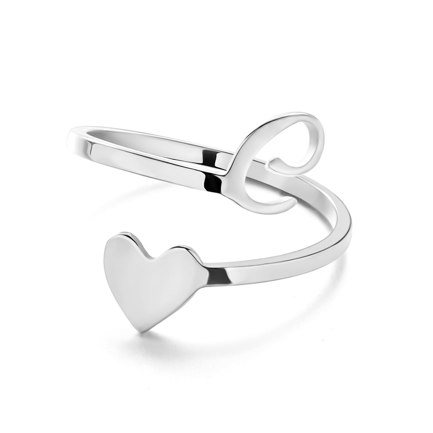 Simple Letter Three-dimensional Loving Heart With Opening Adjustable Ring