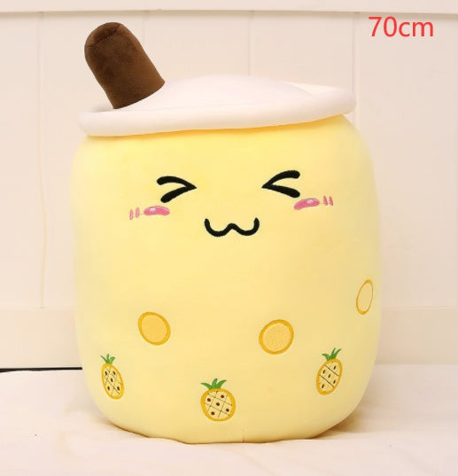 Peluche de boisson aux fruits, mignonne, douce, fraise, lait, thé, tasse de thé Boba, jouet bulle de thé, oreiller, coussin, cadeau pour enfants