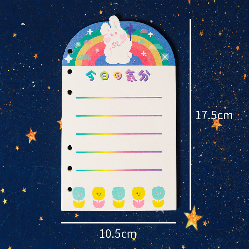 Libro mayor manual de hojas sueltas, conjunto completo de paquete de corazones para niñas, libro de bobina para quitar estudiantes