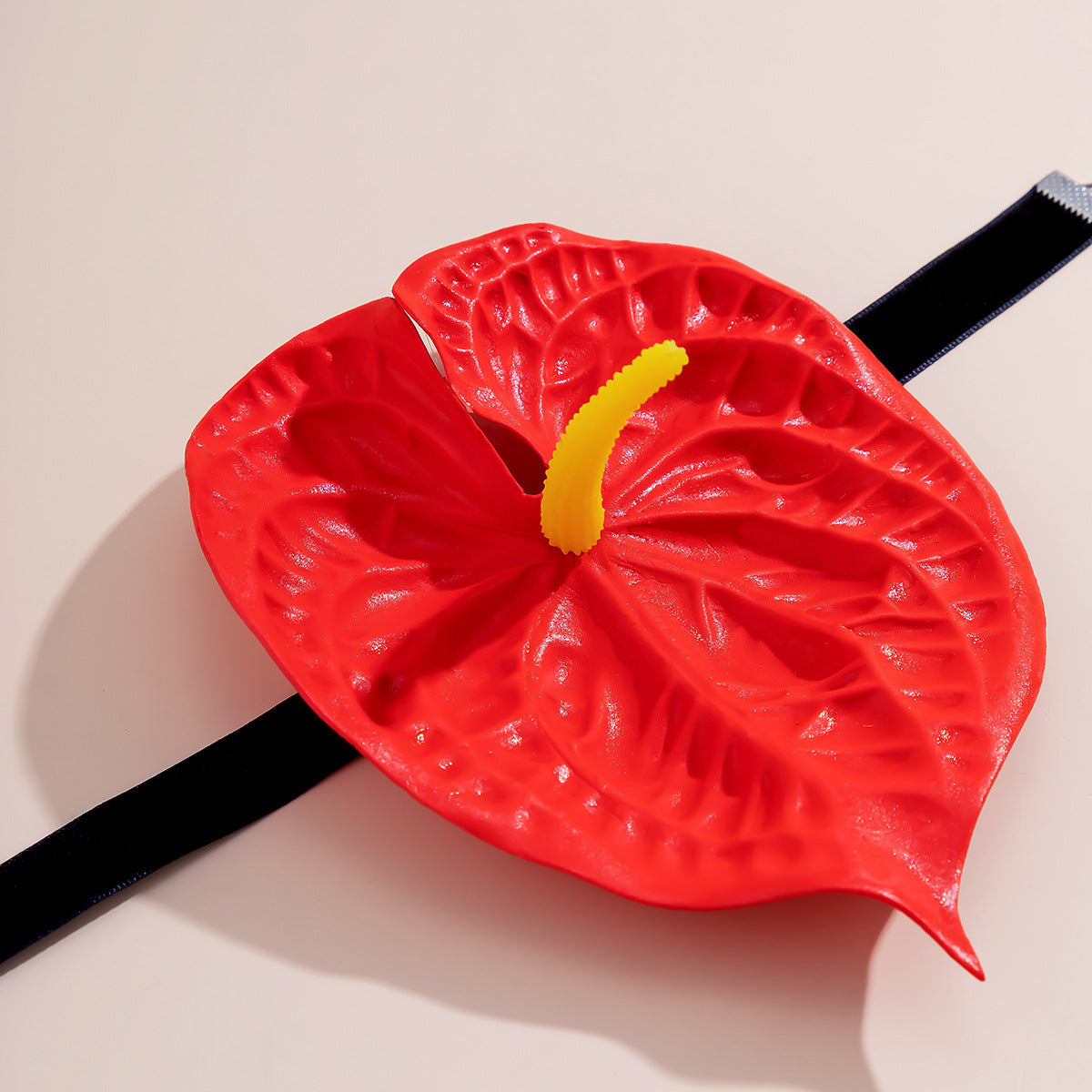 Flower Choker Fabric Flannel Handmade Collar Exaggerated Red Big Leaf Necklace