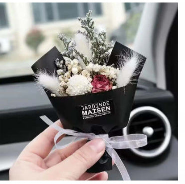 Parfum de ventilation d'aromathérapie pour voiture, Bouquet séché éternel créatif fait à la main, ornement de roses
