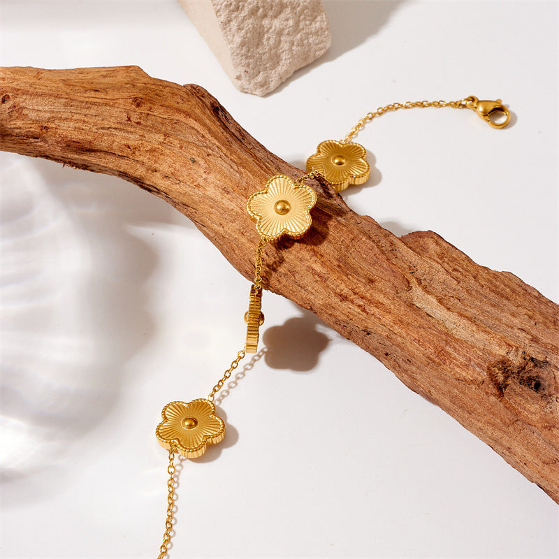 Bracelet d'accessoires de chaîne de connexion de fleurs plaquées or de conception minoritaire de mode