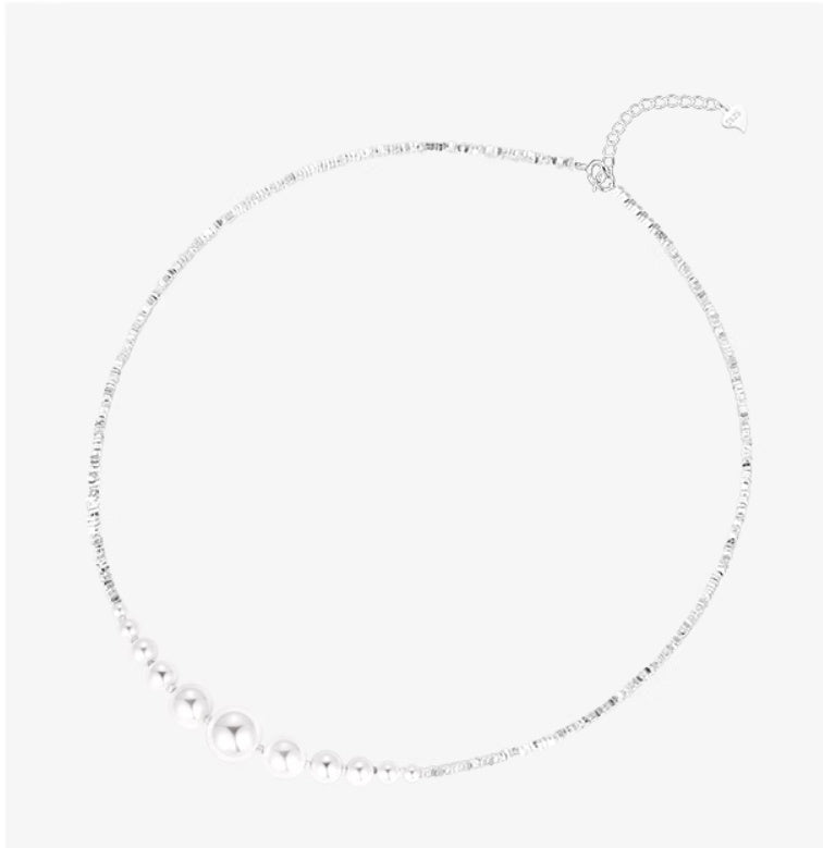 925 Sterling Silver Pearl Necklace Female Gradient Clavicle Chain