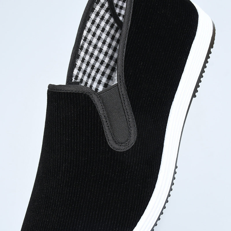 Chaussures en tissu de loisirs à enfiler en velours côtelé, confortables et légères, respirantes et résistantes à l'usure