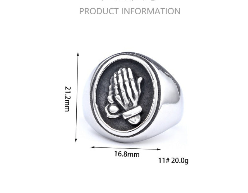 Fashion Titanium Steel Praying Hands Ring