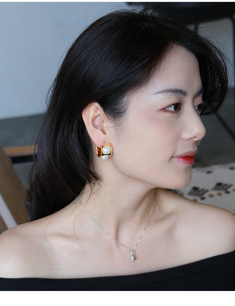 Boucles d'oreilles en forme de C de Style français pour femmes, Design perle