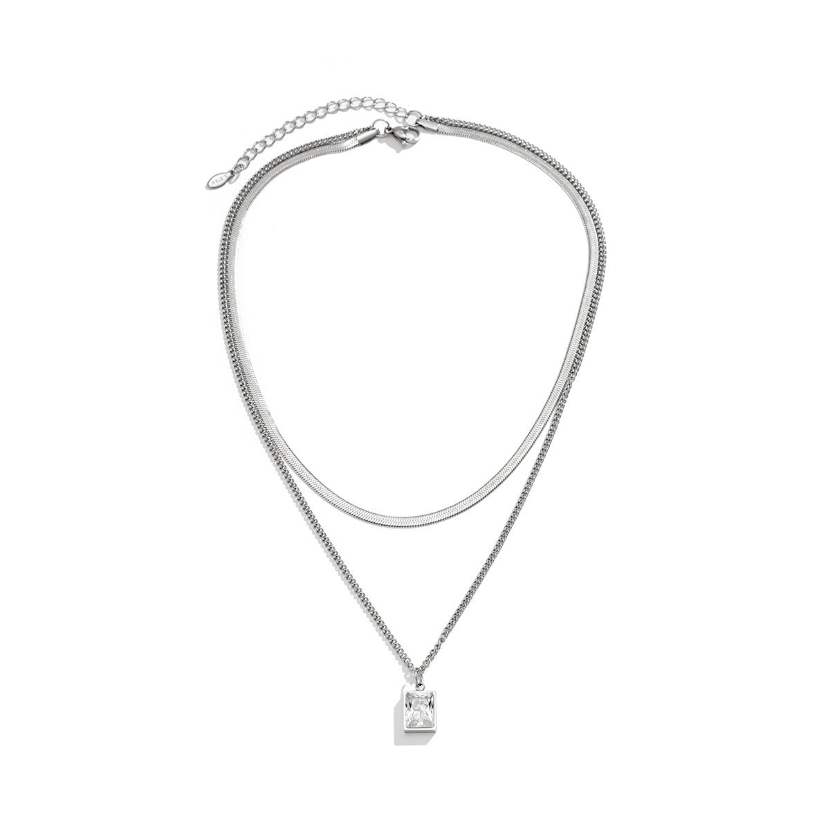 Simple Fashion Square Diamond Snake Bones Chain