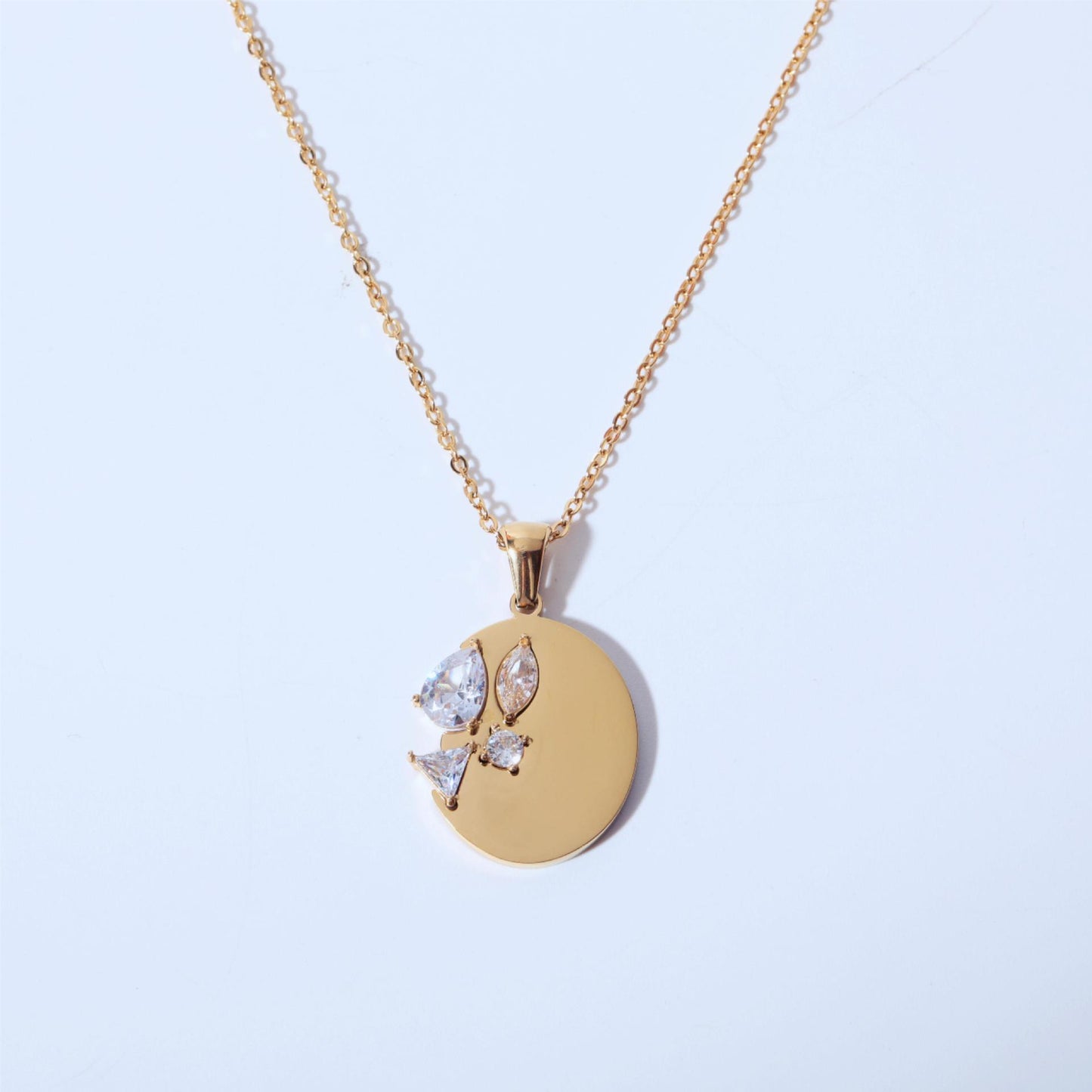 Titanium Steel Mirror Irregular Zircon Necklace