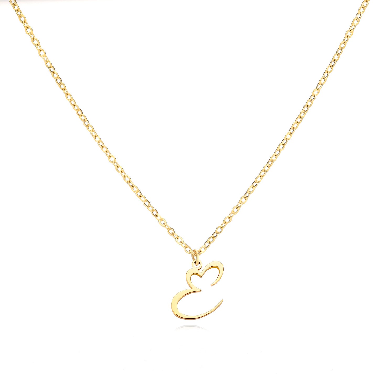 Collier créatif en acier inoxydable avec pendentif lettre cœur Simple pour femmes