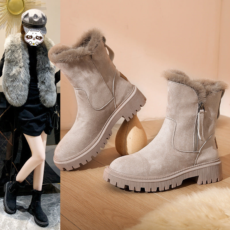 Commerce Chaussures rembourrées en coton Bottes de neige en fourrure Doublées en polaire Casual Martin