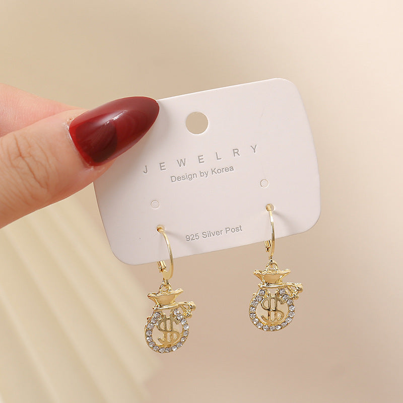 Pendientes de bolso con forma de ojo de gato con diamantes de imitación de moda nacional