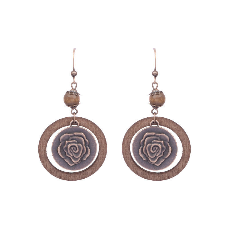 Style gland boucles d'oreilles femme feuille cercle métal cuir boucles d'oreilles