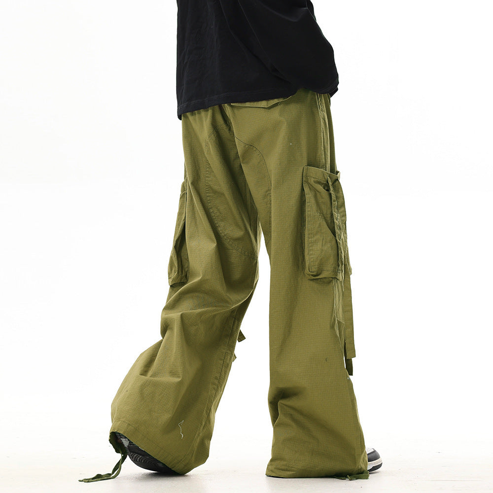 Fashion Ribbon Large Pocket Overalls