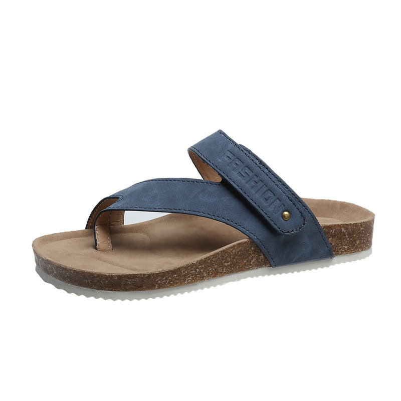 Chaussures de plage tongs à semelle épaisse avec anneau d'orteil plat