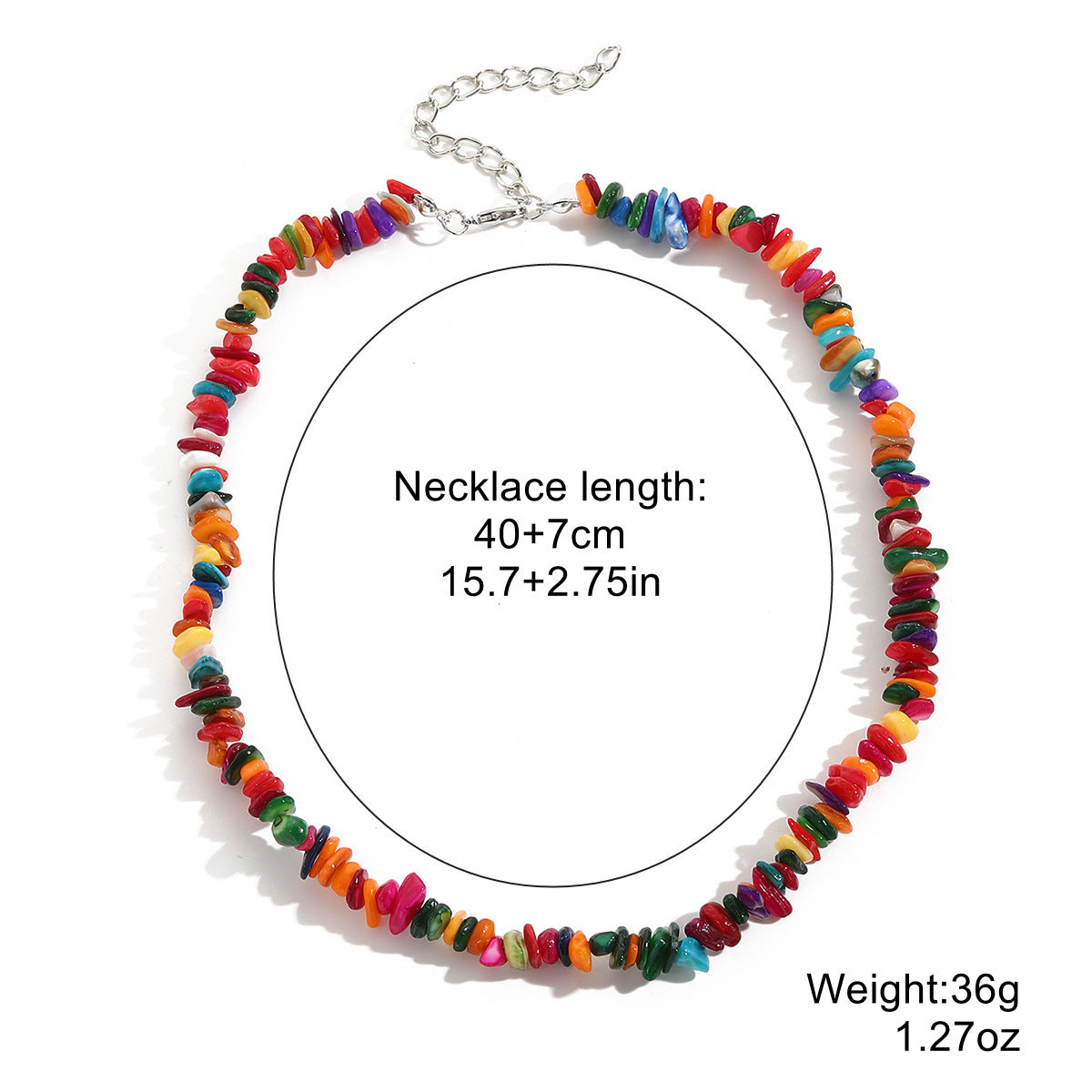 Collier bohème en pierre concassée colorée