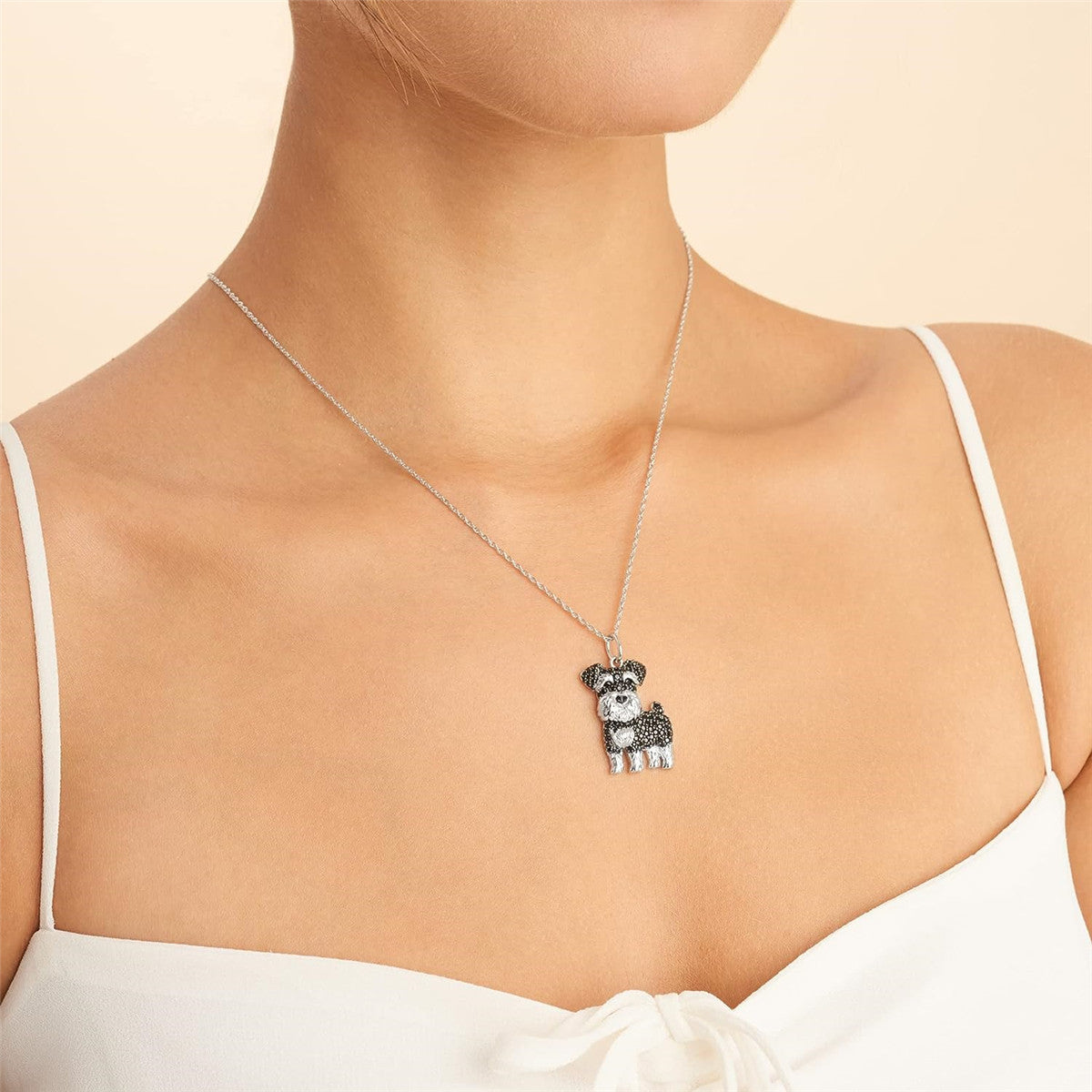 Collier de moulage sous pression en alliage de Zinc, dessin animé mignon Schnauzer exquis et écologique