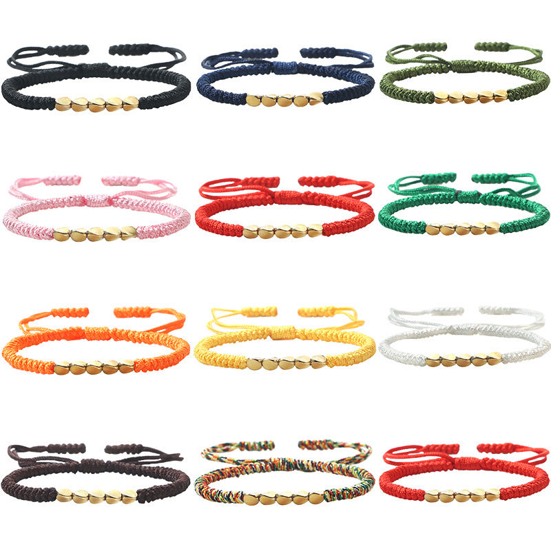 Bracelet perlé en perles de cuivre de forme irrégulière tissé à la main
