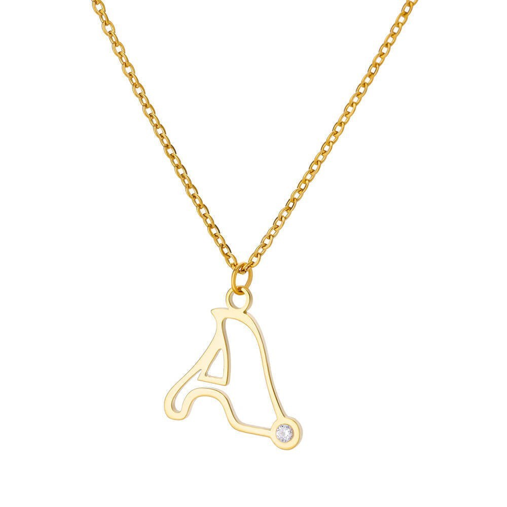 Collier avec pendentif en forme de lettre creuse Simple pour filles, ornement en acier inoxydable