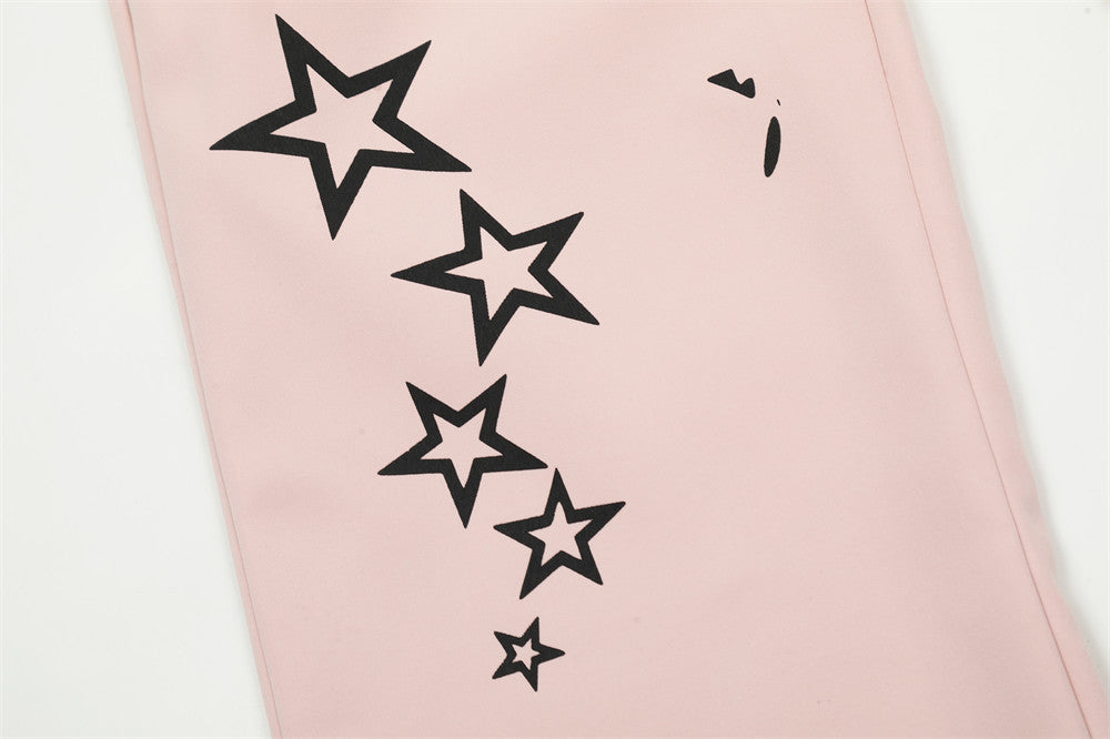 Men Fashion Brands Straight Loose Wide Leg Sports Drawstring Ankle Banded Pants