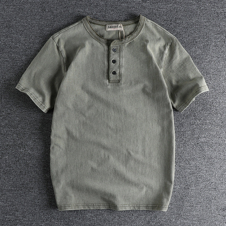 Men's Retro All Cotton Short Sleeve T-shirt