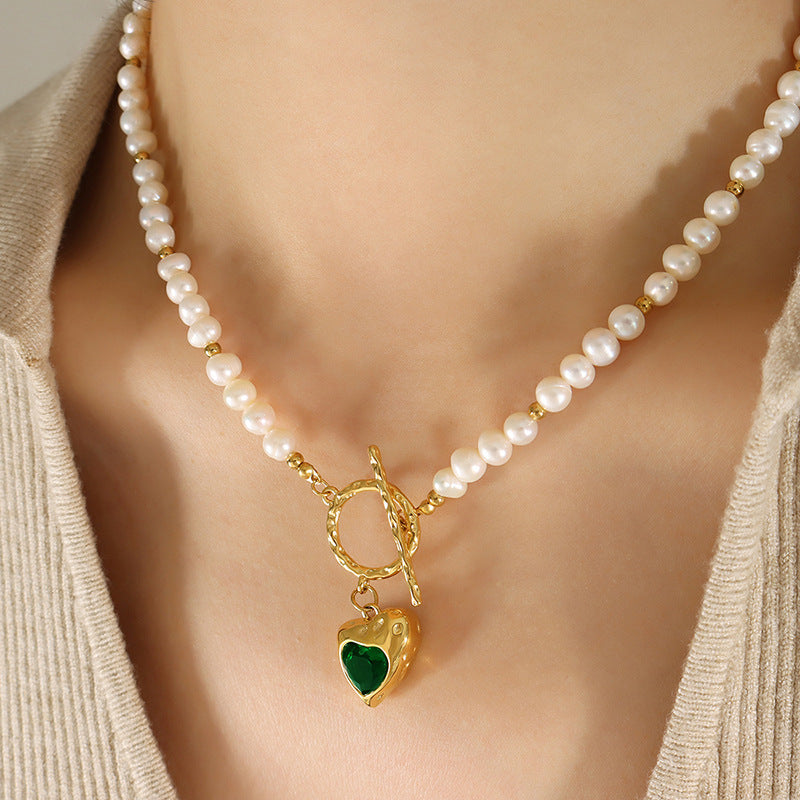 Women's Zircon Heart Shaped Love Titanium Steel Necklace