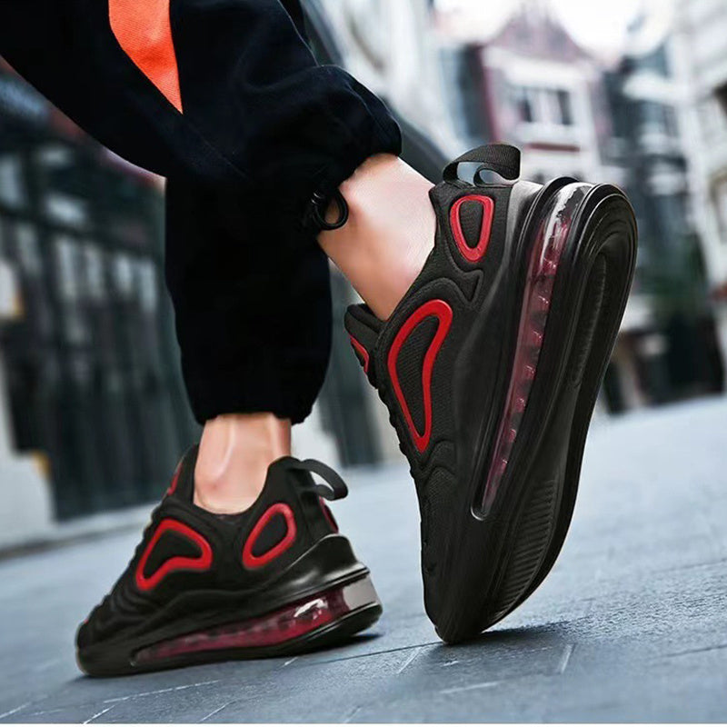 Zapatos informales con cojín de aire para hombre, zapatillas deportivas transpirables con cordones, color negro, para exteriores