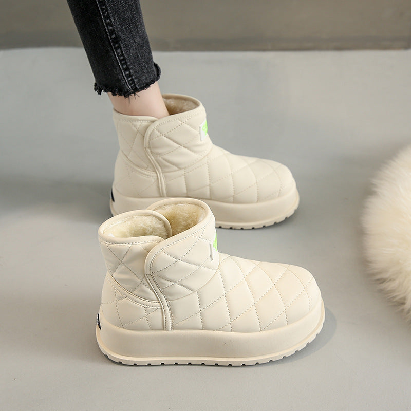 Bottes de neige montantes doublées de polaire Chaussures décontractées rembourrées en coton