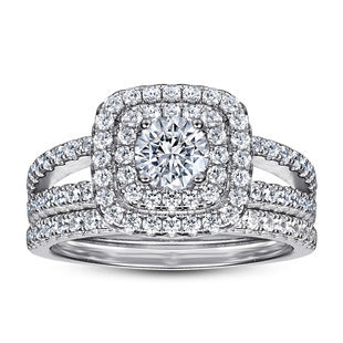 Silver Inlaid Zircon Gang Drill Combination Ring Set