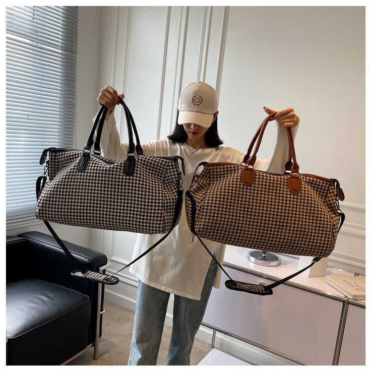Sac à main de voyage à carreaux colorés de grande capacité pour femme