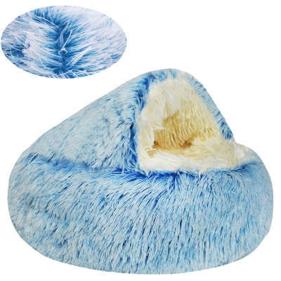 Litière pour chat ronde chaude en velours cristal en demi-paquet