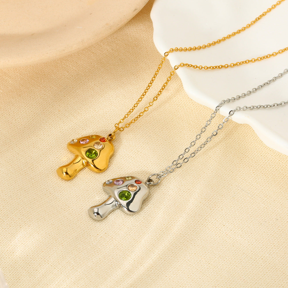 Collier pendentif champignon de dessin animé mignon, tout assorti