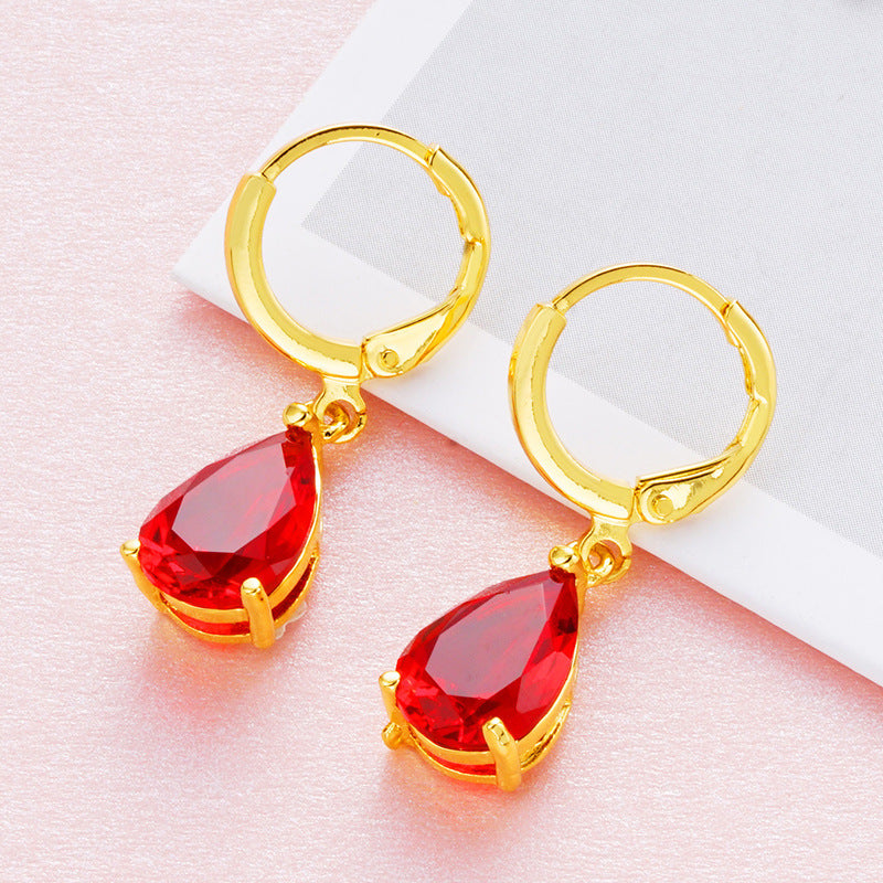 Boucles d'oreilles en zircon plaqué or 24 carats pour femme