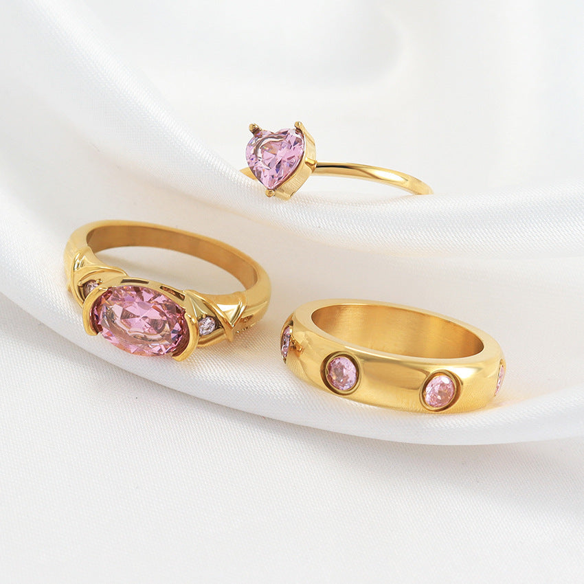 Fantasy Loving Heart Zircon Titanium Steel Ring