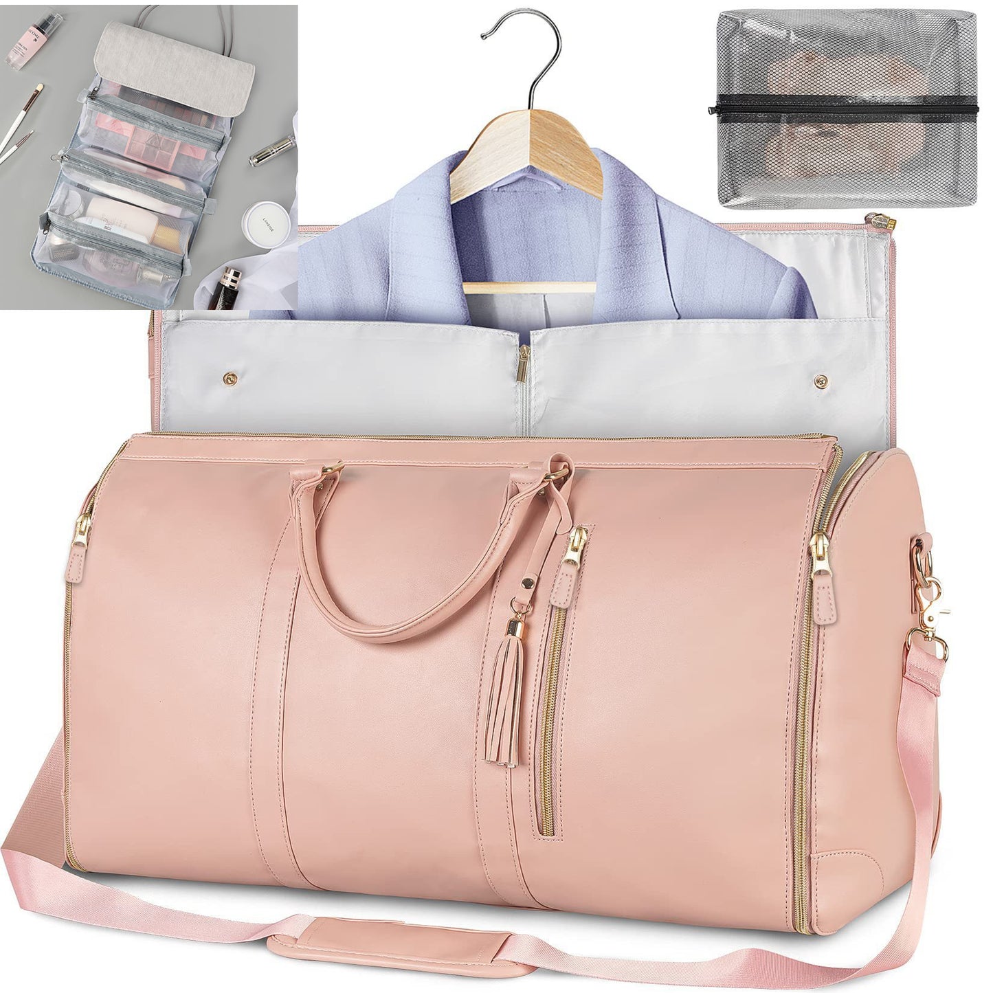 Grand sac de costume pliant en cuir, bandoulière de voyage