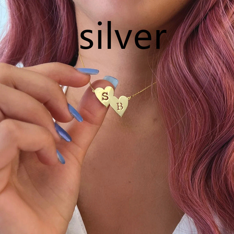 Collier pendentif lettre personnalisé plaqué or en acier inoxydable