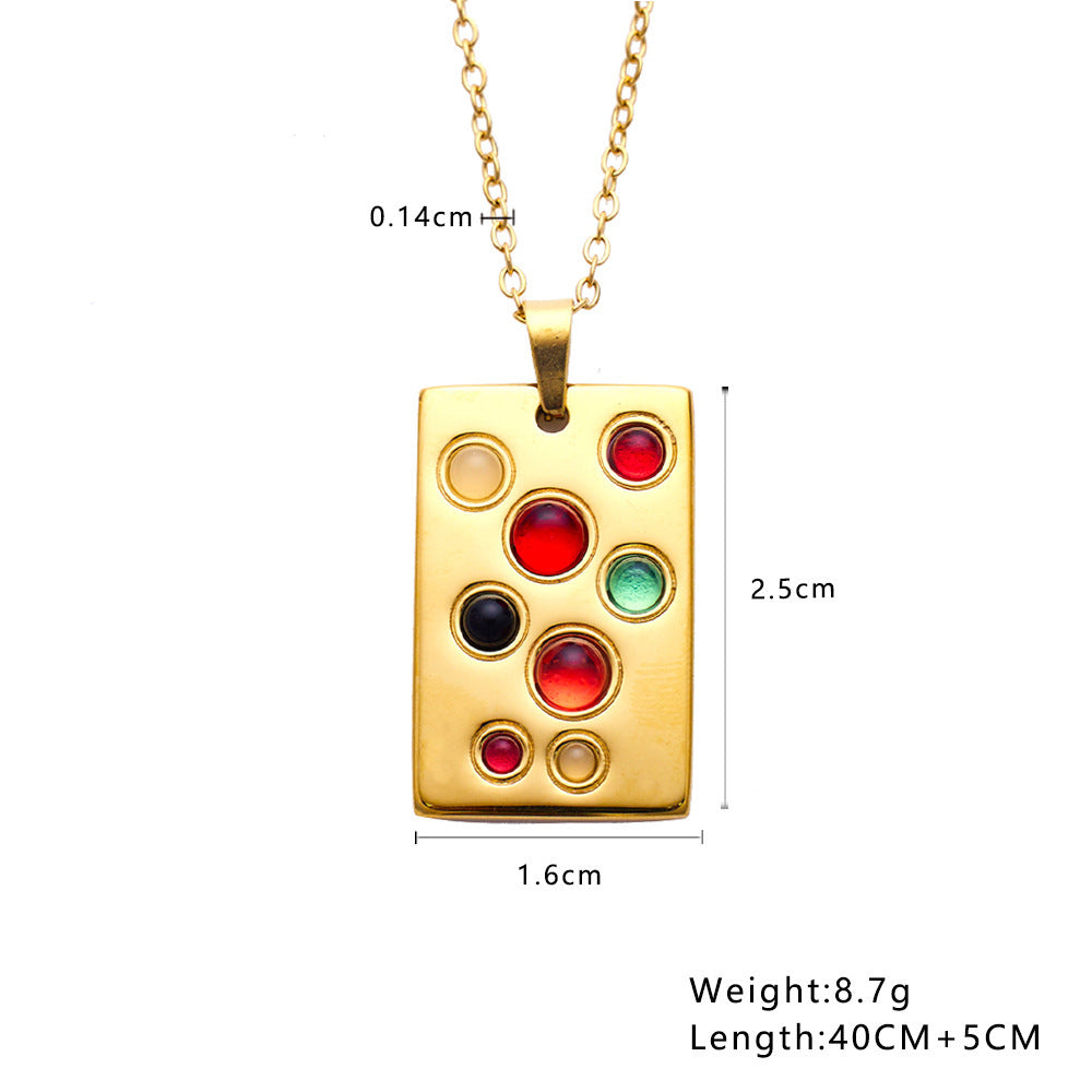 Cadena de suéter con colgante de circonio de color con incrustaciones