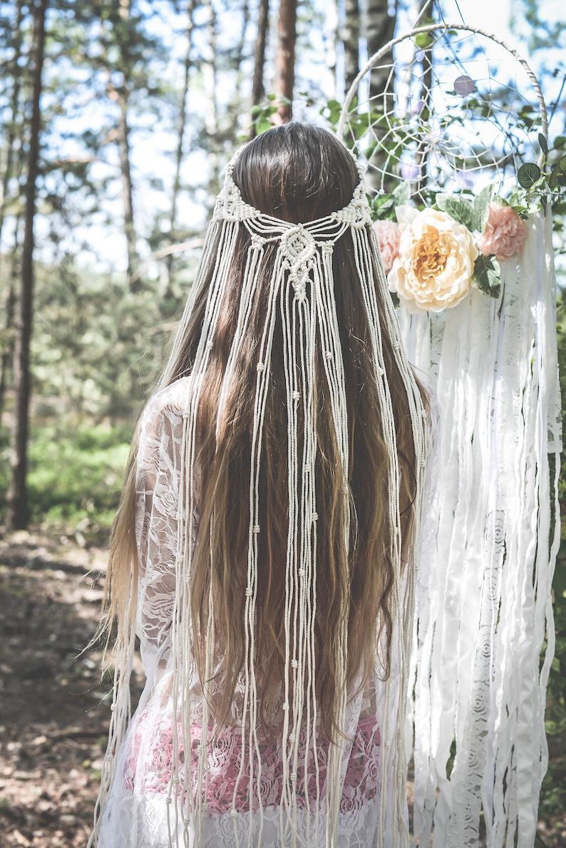 Bandeau décoratif en corde de cheveux en voile