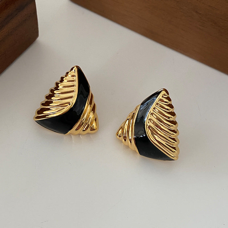 Boucles d'oreilles triangulaires à motif géométrique pour femmes
