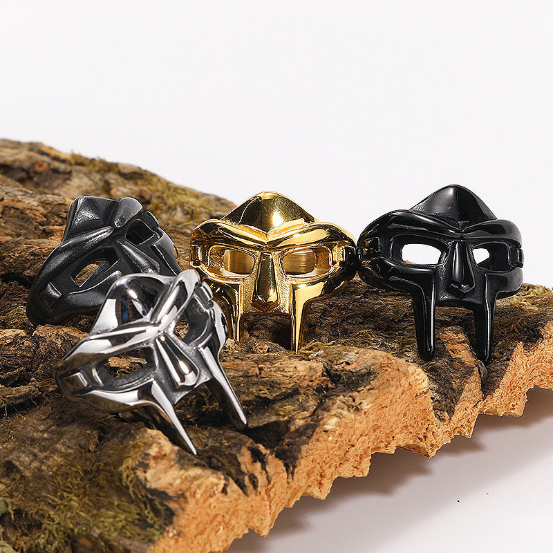 Bague en acier titane tête fantôme dominateur Hip Hop