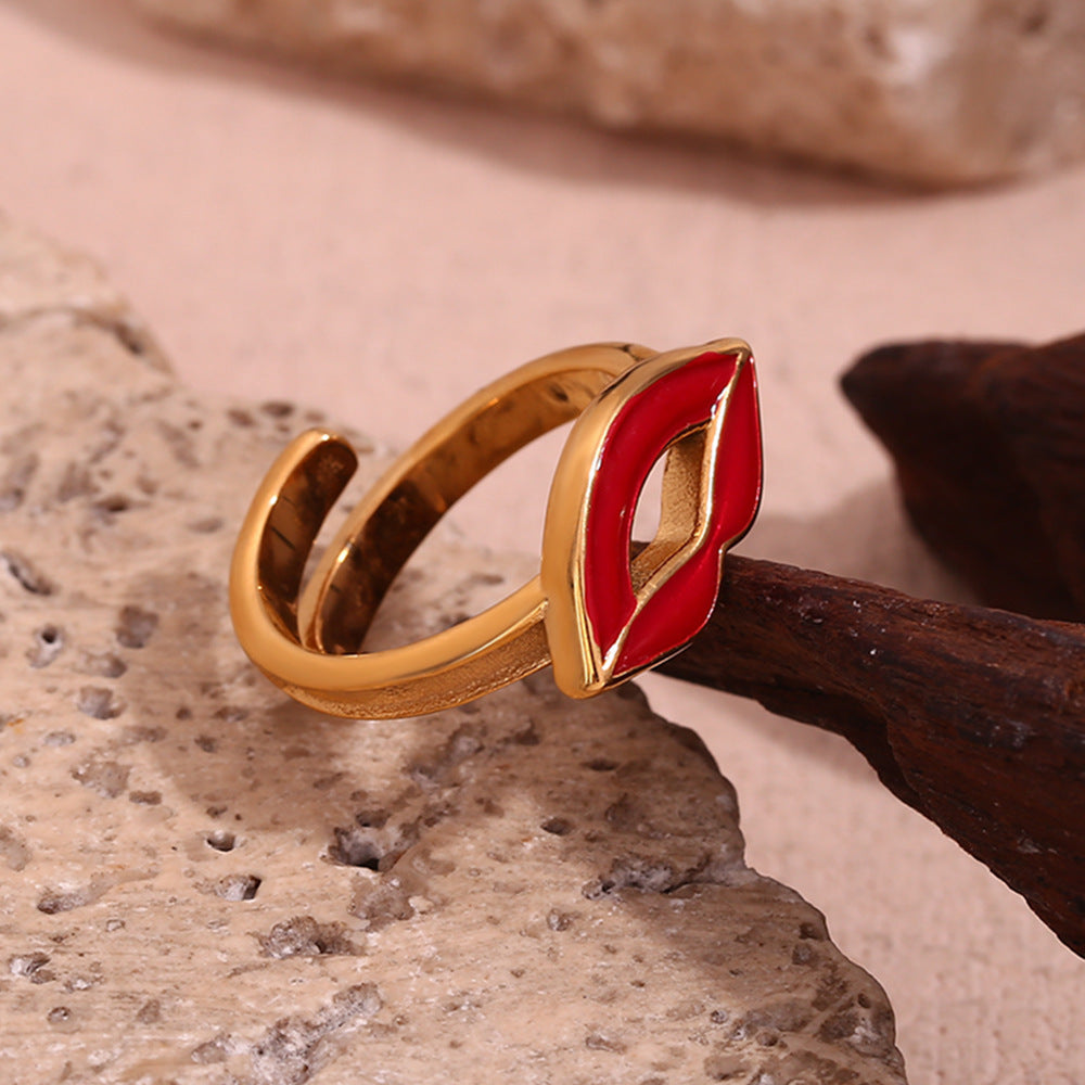 18K Gold Lip Dripping Ring For Women