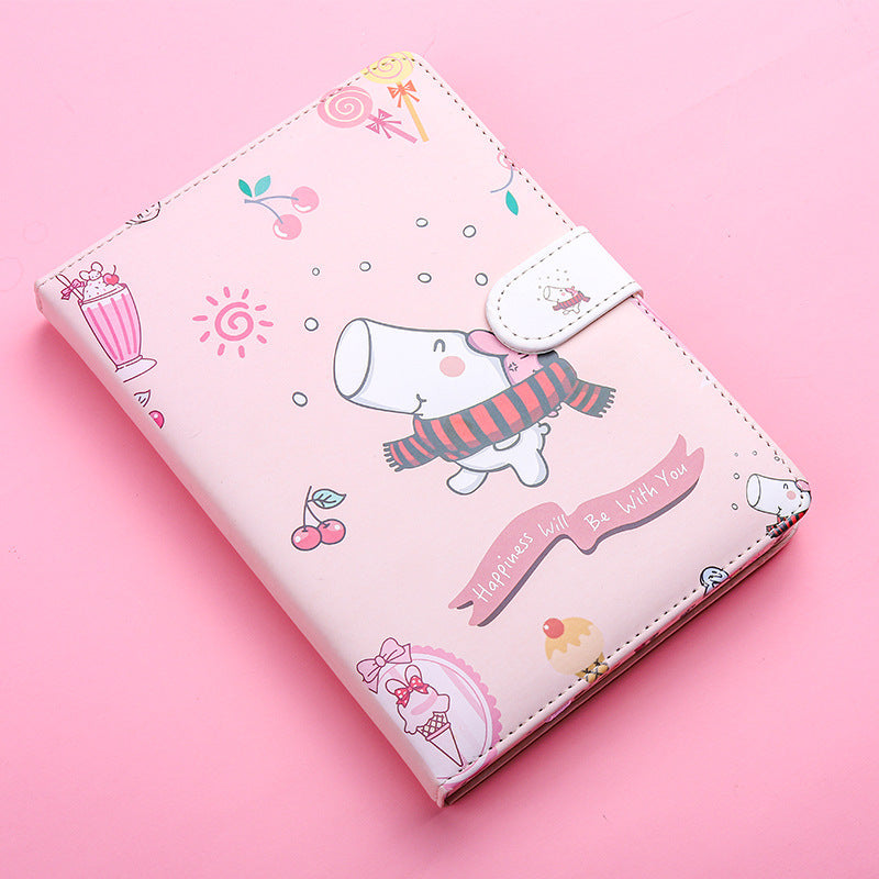 Kaba Bear Hippo-Cuaderno pequeño con hebilla magnética, cuaderno portátil con forma de corazón para niña, libro de mano bonito y creativo