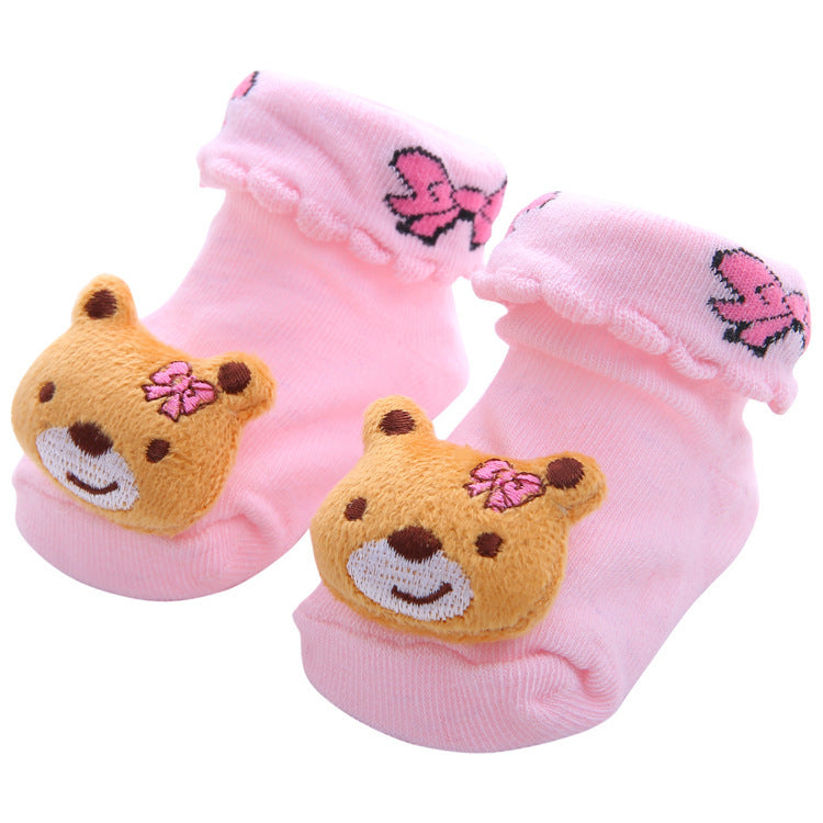 Chaussettes antidérapantes tridimensionnelles pour bébé, dessin animé, pour nouveau-né, poupée, vente en gros