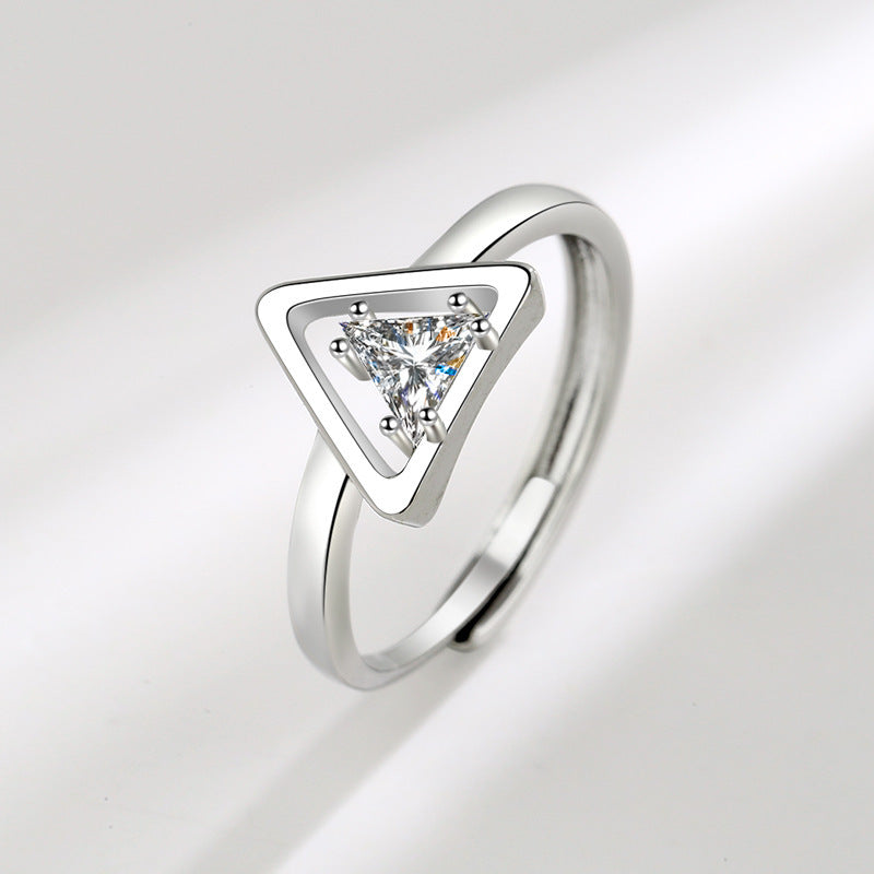 Triangle Zircon Ring Women's Fashion All-match Geometric Open Ring