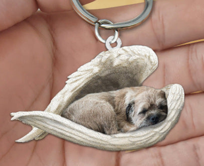 New Unique Dogs And Cats Sleeping Angel Pendant Car Key Ring
