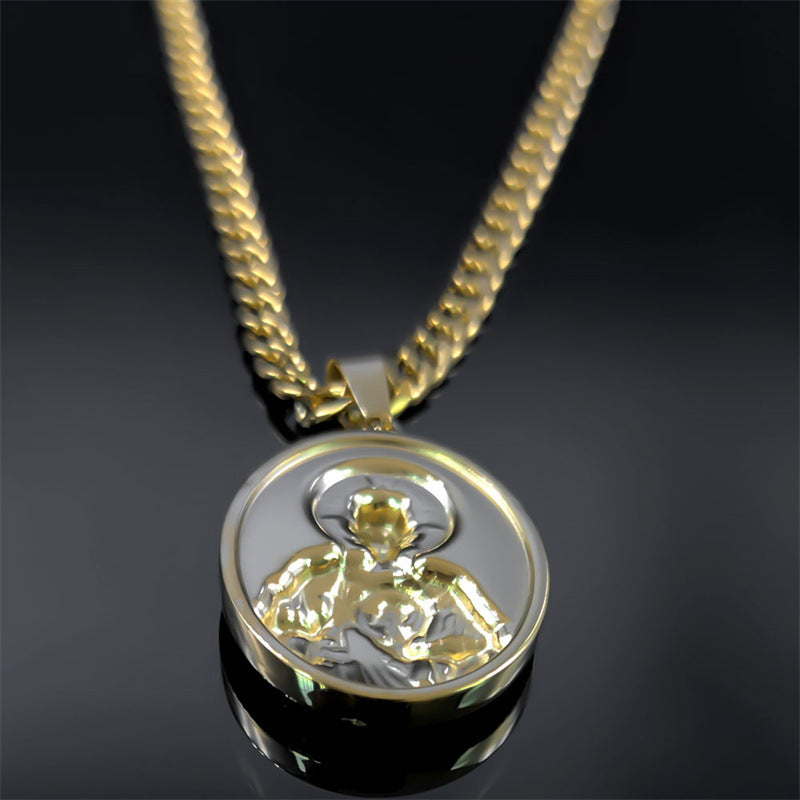 Collar con estante cruzado de acero inoxidable Hip Hop para hombre