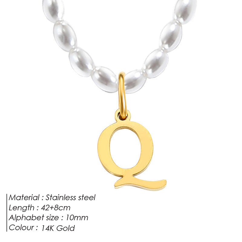 Collar de letras de acero inoxidable con diseño minoritario de lujo ligero