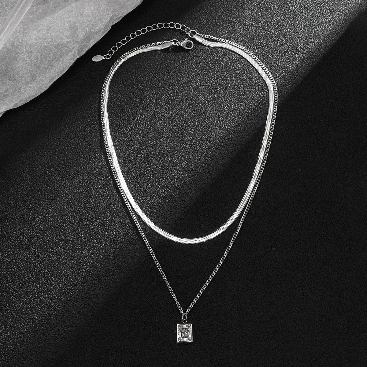 Simple Fashion Square Diamond Snake Bones Chain