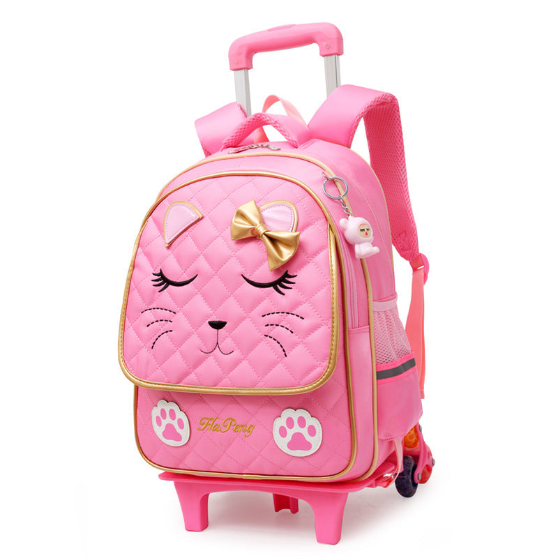 Mochila escolar con carrito de dos y tres ruedas para niños, desmontable