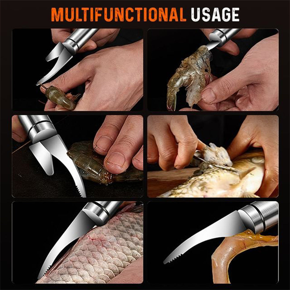 Removedor de camarones multifuncional de acero inoxidable Línea de camarones Cuchillo para fauces de pescado Cortador de pescado Tijeras Removedor de escamas de pescado Accesorios para utensilios de cocina Herramientas Herramientas de cocina creativas