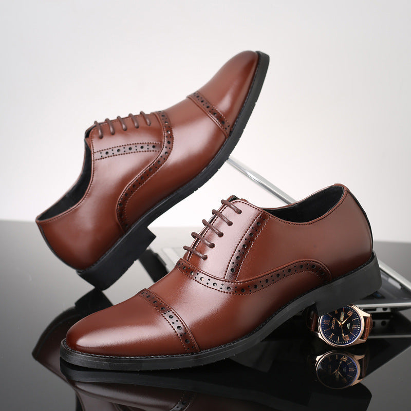 Zapatos de cuero de negocios informales británicos de estilo coreano para hombres